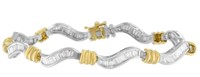 10k Two-tone Gold 2.00ct Diamond Spiral Bracelet