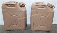 (2) Tan Military 20L Plastic Fuel Cans