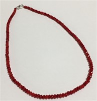Natural Brazilian Ruby Sterling Silver Necklace