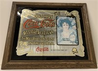 Coca Cola framed mirror sign *measures 23.5in x
