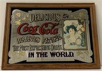 Coca Cola framed mirror sign *measures 18.5in x