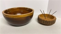 Wooden Bowl & Nut Cracker Set