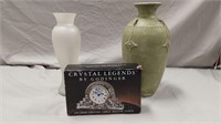Crystal clock & vases