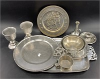 Large lot of pewter Holloware