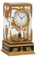 French Bronze & Glass Torsion Pendulum Clock