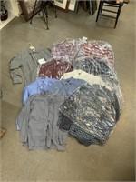 (12) Men's Button Up lg Slv Shirts, Mostly Large