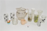 Pitcher Glasses & Other Items