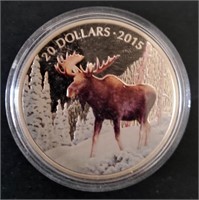 The Majestic Moose 2015, $20 9999 Silver Coin