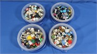 4 Ziplock Containers of Buttons