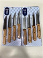 LOT OF 2 JUMBO STEAK KNIVE SETS 4 PIECE SETS