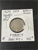 Super Rare 1935-Double Die Reverse Buffalo Nickel