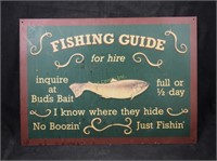 Vintage Fishing Guide Replica Advertising Sign
