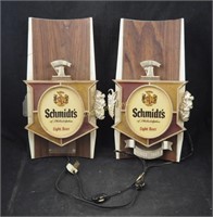2 Vintage Mid Century Schmidt's Beer Wall Lamps