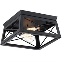 12 in. 2-Light Matte Black Flush Mount