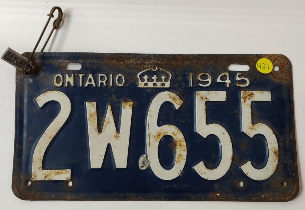 1945 Ontario License Plate