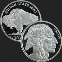 1/10oz .999 Silver GSM Buffalo / Indian Head Round