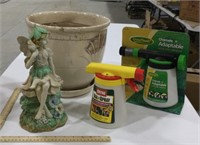 Gardening items w/ ceramic clay pot & fairy