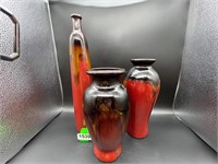 Set of 3 Ceramic Vases 10", 11" & 17"