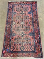 Vintage Hand Knotted Red and Blue Persian Rug