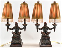 Pair of Maitland Smith Figural Monkey Lamps
