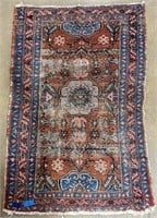 Vintage Hand Knotted Pink and Blue Persian Rug