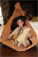 Porcelain Indian Doll w/ Papoose