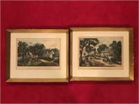2 Framed Currier & Ives Prints American Homestead