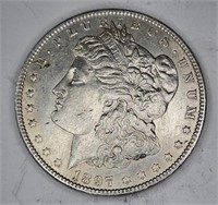 1897 P AU Grade Morgan Silver Dollar