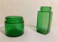 Vintage Green Glass Medicine Bottles