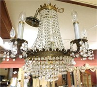French Empire Style Bead Crystal Chandelier.