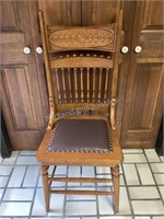 Wood Leather Seat Chair