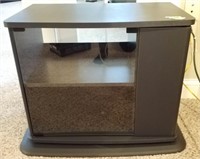 Black Swivel TV Stand w/Shelves & Storage Drawer