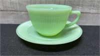 Fire King Jadeite Jane Ray Pattern Cup & Saucer
