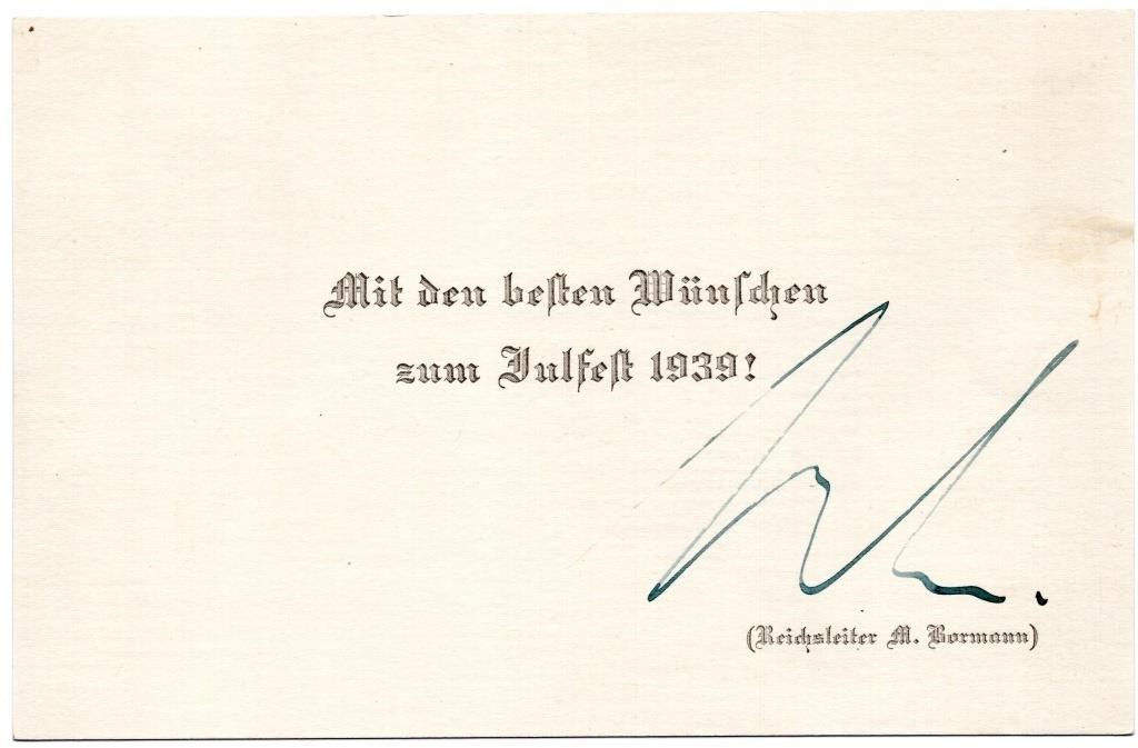1939 Julfest Greeting Card Bormann Autographed