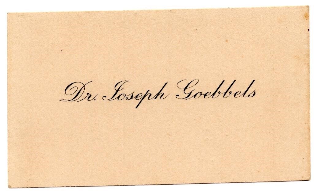 Dr. Joseph Goebbels Business Card