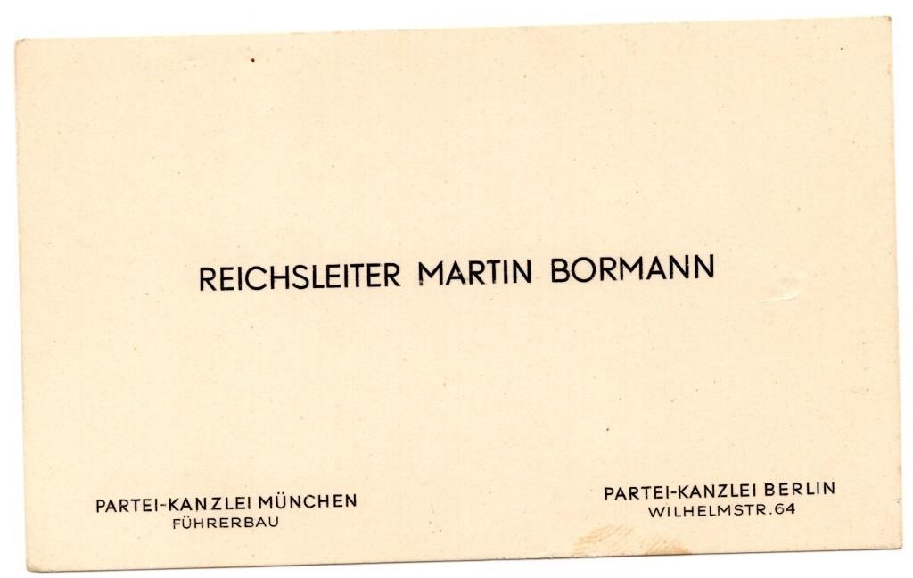 Martin Bormann Business Card