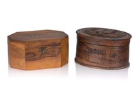 THREE DECORATIVE BOXES WITH HEBREW TEXT