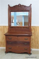Antique c.1880's Oak Dresser & Mirror