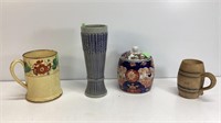 Geez Vase Wheat Design, Stoneware Mug, Asian Pot
