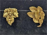 VTG Brass Floral & Leaf Dress Clips