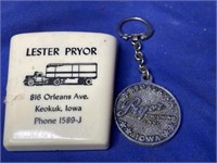 Lester Pryor Keokuk Iowa Pen Holder and Key Chain