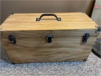 Wooden Box with Hinges and Tray 22 x 10 x 12