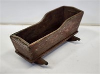 Small Primitive Wooden Doll Cradle