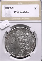 1897 S CHOICE AU MORGAN DOLLAR PGA MS63+