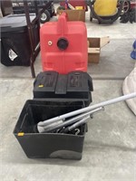 Gas can, battery boxes