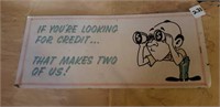 Vintage CREDIT sign 
Cardboard 6 x 14"