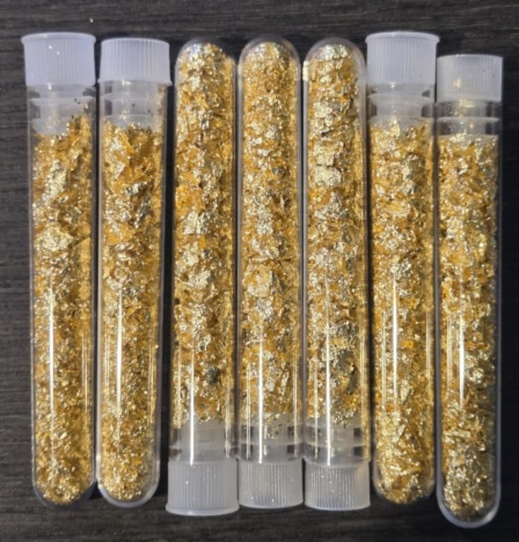 (7) Vials of Gold Foil Leaf Flakes