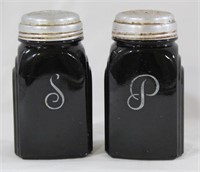 McKee Roman Arch Black Art Deco S/P Shakers