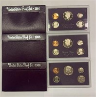 (3) US Mint Proof Sets - 1984 - 1985 - 1986