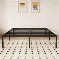 Joceret 14 Inch Queen Size Metal Bed Frame with St